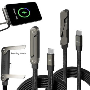 240W 2-IN-1 USB C to USB C Fast Charging Foldable Bracket Data Cable USB Adapter USB To Type C Desktop Phone Holder Charge Wire