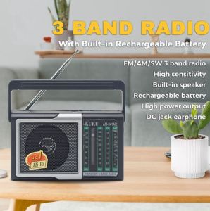 AM-941AR Rechargeable 3 Band Radio Speaker with Antenna FM/AM/SW AUX Function