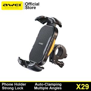 Awei X29 Phone Holder Shockproof 360° Rotation Auto Clamping Mount for Motocycle Bicycle Electric Vihicle