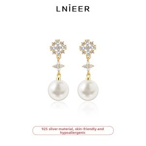 Lnieer | Snowflake Pearl Tassel Earrings