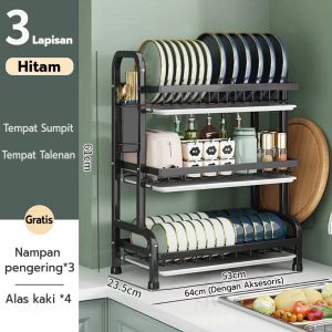 Rak Piring Dapur Stainless Steel Rak Piring Multifungsi Rak Mangkuk Piring Rak Peniris Serbaguna