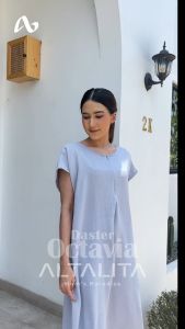 Altalita - Daster Octavia Polos Cringkle Airflow Lengan Pendek Busui Jumbo Selutut Premium