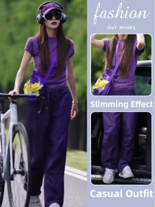 NUANPING | Stylish Slimming Summer Outfit Purple Set
