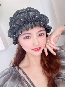 Mũ bơi tóc dài và ngắn thời trang dành cho nữ Mũ bảo vệ tai bằng vải thoải mái với thiết kế cạnh hoa dễ thương