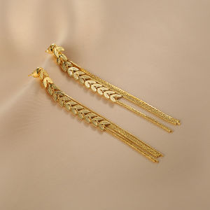 Long Tassel Ear Cuffs Womens Fashion Jewelry S925 Luxury Design Wheat Ear Decorations Face Slimming Korean Style Alloy