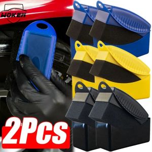 【WOKEN】2PCS Car Tire Care Cleaning Sponge Brush Polishing Waxing Tire Brush Curved Applicator Pad Car Tire Beauty Accessories