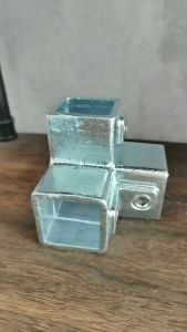 AMAZO ข้อต่อเหล็กกล่อง ข้อต่อสามทางมุม กัลวาไนซ์ เหล็กกล่องขนาด1.5x1.5 นิ้ว/42x42mm งานโครงสร้าง DIY