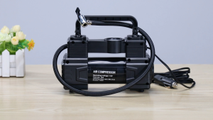 12V 150PSI Car Electric Air Pump with Pressure Gauge Auto Inflatable Pump Dual Cylinder Car Tyre Inflator with LED Light
