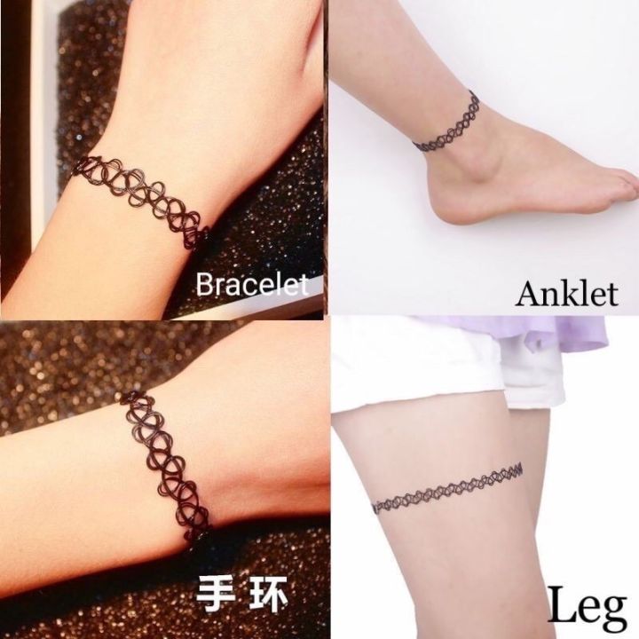 Tattoo Choker Necklace Bracelet /Anklet Gelang Kaki Female