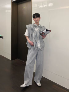 High Quality CuiBuju Celebrity Style Shoulder Pad Vest And Pants Set Casual Multi-Piece Hooded Mens Sportswear Long Trousers