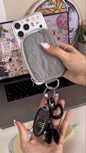 BITPLAY Magnetic Quilted Mini Pouch Ripstop Nylon Phone & Card Organizer with Water-Repellent Finish and Metal Ring