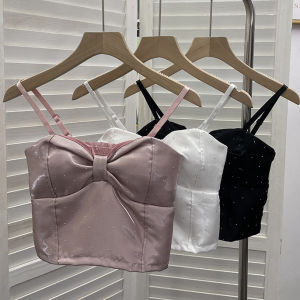 Shiny Sequin Patchwork Pleated Strapless Bralette Short Sleeveless Womens Top Summer Vest Tube Top Chinese Knitted Ultra Thin