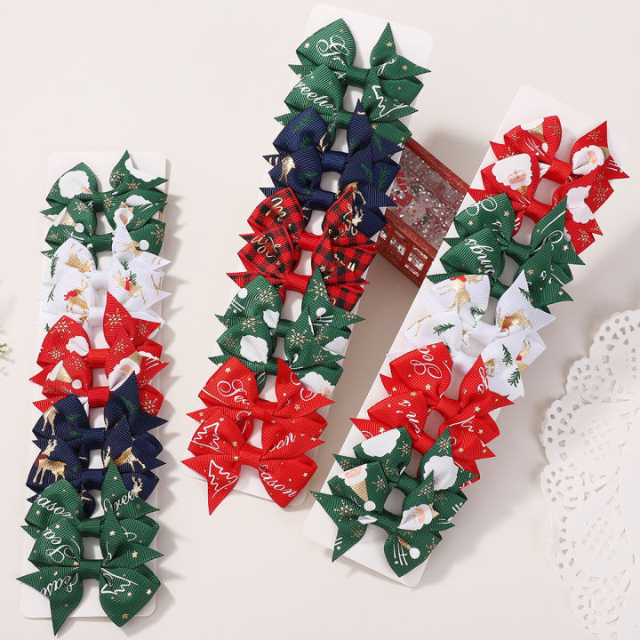 10/20Pcs%20Christmas%20Snowman%20Santa%20Claus%20Bows%20Hair%20Clips%20Baby%20Girls%20Ribbon%20Bowknot%20Hairpin%20Kids%20Headwear%20Supplies%20Hair%20Accessories%20-%20Image%204