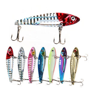 Hard Metal JIG Fishing Spoon Lures Fishing Tackle Fishing Baits Bass Crankbait Spinner VIB Lure with 3 Holes for Bass Trout Walleye Freshwater Saltwater
