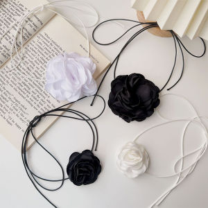 คอเกาหลี มัลติ ฟังก์ชั่สายรัดข้อมือ ดอกไม้บุคลิกภาพสีเข้มสร้อยคอ