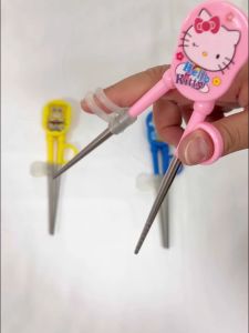Mumystation Kids Chopstick Stainless Steel Food-grade Training Chopstick For Kid Cartoon VictoryBear KTCat JingleCat Chopstick