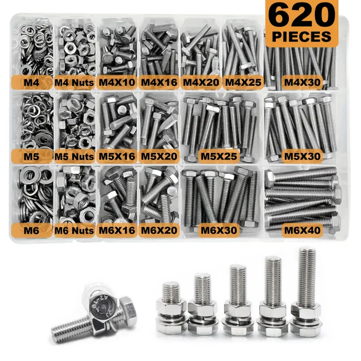 YEEZET 652PCS Grado 8.8 Tornillos Hex y Conjunto de Chile