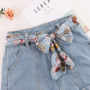 Fashionable Ladies Silk Ribbon Decorative Belt Easiest for Matching Flower Pattern Single Lap Cloth Belt Youth Suitable