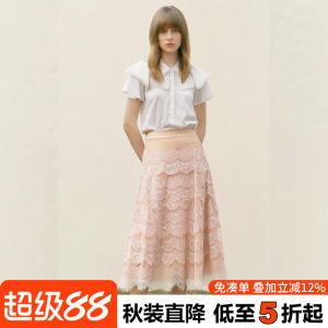 กระโปรงสั้นทรงเอเอวสูงผ้าลูกไม้ครึ่งแข้ง ฤดูใบไม้ร่วง 2025 กระโปรงทรงเอทรงเอ ทรงเอ กระโปรงทรงเอ เอวกลาง ปกติ