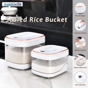 Justliving hộp đựng gạo Nhà Bếp 5kg/10kg Thùng gạo kín bột chống nấm mốc chống ẩm chống côn trùng hộp đựng gạo mè đậu nành với cốc đo lường