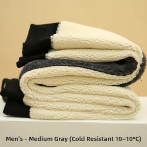 SHIPAILUO | Thickened Winter Warm Trousers For Men Anti-Ball Bristle Velvet Knee-Padded Base Layer Pants High Waist Long Pants Polyester Fiber