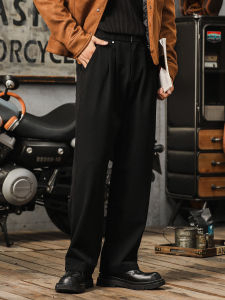 Loose Wide Leg Suit Pants Mens Spring Autumn Style High Street Straight Cut Loose Trousers Pure Color Drape Casual West Pants