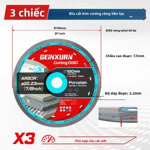 Đĩa Cắt Kim Cương Geinxurn 2/3 Chiếc 7/9” Lưỡi Cắt Liên Tục Dùng Ướt Cho Gạch Men Sứ Đá Cẩm Thạch - Lưỡi Cưa Cắt Ướt