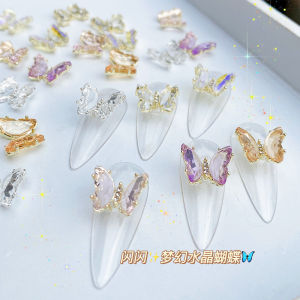 Ice Transparent Aurora Butterfly Metal Crystal Nail Accessories Beauty Nail Decorations Shiny Crystal Butterfly Nail Art Tools