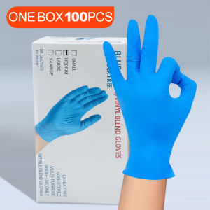 100 Pcs Disposable Vinyl and Nitrile Food-Grade Gloves powder-free latex-free for tattoos kitchen Multifunctional gloves