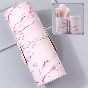 ถังเก็บแปรงแต่งหน้าลายหินอ่อนที่ทันสมัยและสวยงาม 1 ชิ้น การออกแบบความจุขนาดใหญ่ เครื่องมือจัดเก็บข้อมูลแบบพกพา