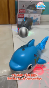 Cá mập thổi bóng cảm biến có nhạc và đèn led vui nhộn - Đồ Chơi Cho Bé