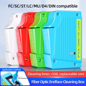 SAIVXIAN Box Optical Fiber End Face Cleaning Box FTTH Fiber Wiping Tool Pigtail Cleaner Cassette Fiber Tools