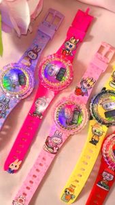 Jam Tangan Anak Gasing Digital Berputar 360 Derajat LampuMusik Strap Rubber Variasi Karakter Labubu