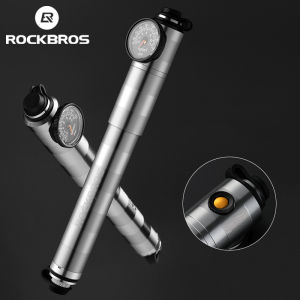 ROCKBROS 160psi Bike Pump Aluminium Alloy CNC Manual Air Inflator Pumps Barometer AV/FV Valve Ultralight Portable Bicycle Pump