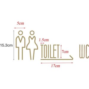 CIFbuy | Self Adhesive Brass WC Sign Restroom Plaque Bathroom Toilet Door Sign for Hotel Office Home