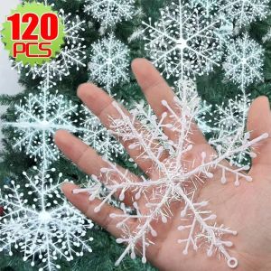 Artificial White Christmas Snowflakes Ornament for Xmas Tree Hanging Pendents DIY Fake Snow Flake New Year Party Home Decoration