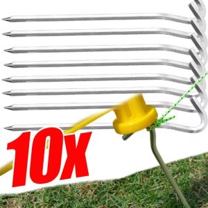 10PCS Aluminum Alloy Tent Stakes 7 Inch Hexagonal Camping Pegs Heavy Duty Lightweight Ground Anchors for All Terrain Sand Grass Mud