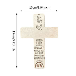 YOMDID Zur Taufe Wooden Cross Theme Photobooth Props Inspirational Faith Bless Plaque for Blessing Baptism Decoration