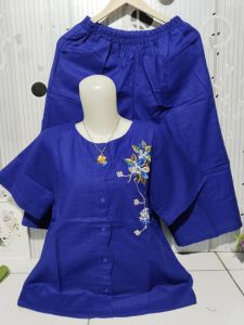 setelan linen Ld 100-110cm kancing variasi