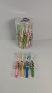 Jiewang Toothbrush E with Round Container - Multicolor Soft Bristles for Gentle Oral Care