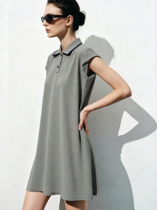 AMII | Casual Double Layer Collar Mesh Air Layer Dress