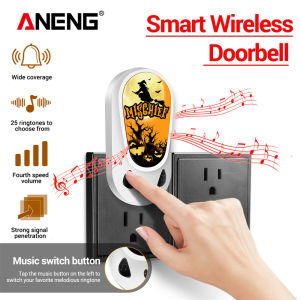 ANENG Halloween Mischief Wireless Doorbell 25 Ringtones 4 Volume Levels Waterproof Transmitter 220V Home Door Bell Kit