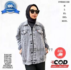 jaket jeans wanita oversize M - XXXL jumbo jacket cewek lengkap warna termurah denim berkualitas - Rekashop77