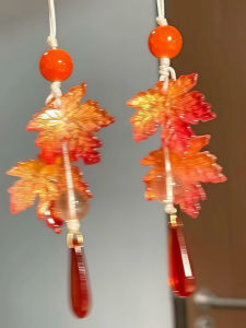 Fall Atmosphere Thick Red Maple Leaf Water Drop Pendant Mobile Phone Chain Ornament Exquisite Mobile Phone Pendant Accessory