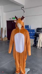 2024 ใหม่คริสมาสต์กวางชุดชิ้นเดียวคู่ชุดนอนตลกเวทีปาร์ตี้เครื่องแต่งกายชุดกวางเรนเดียร์