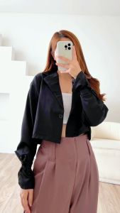 Severli Maru Blazer | Crop Blazer Wanita Casual | Atasan Lengan Panjang Wanita | Outer Wanita Lengan Panjang | Blazer Crop Lengan Panjang