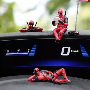 Bandai | 6PCS Anime Deadpool Doll Action Toys X-Men Automotive Home Office Mini Handheld Pendant Funny Cute Childrens Birthday Gifts