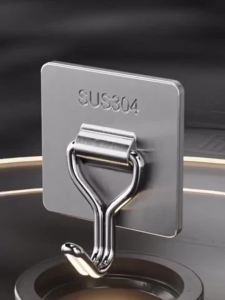 Stick-On 304 Stainless Steel Wall Hooks Self Adhesive Towel Robe Coat Hook Waterproof Bathroom Home Organizing Accessories