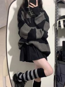 Ladies Loose Knitted Outerwear Mid-Length Sweater Sweet Style round Neck Pullover Autumn Winter New Arrival Vintage Japanese