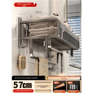Wall Mounted Bathroom Organizer Aluminum No Drill